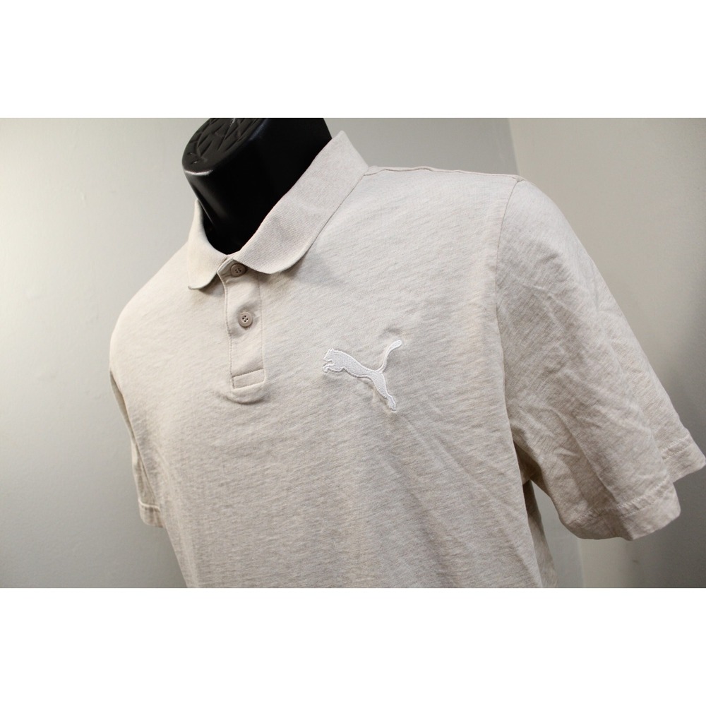 PUMA Golf Polo Beige Short Sleeve Performance Cotton Mens Size Large